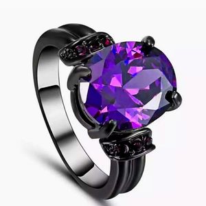 New Round Amethyst Black Gold Ring.